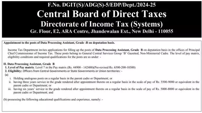 इनकम टैक्स डिपार्टमेंट में इन पदों पर हो रही भर्ती.. ऐसे कर सकते हैं अप्लाई..