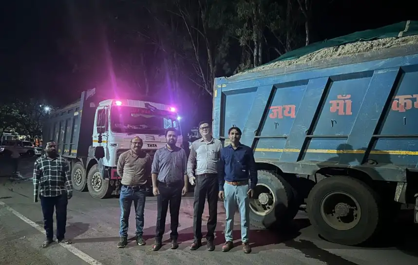 खनिज विभाग का देर रात आकस्मिक निरीक्षण, रेत एवं गिट्टी से भरे 8 वाहन के जप्ती