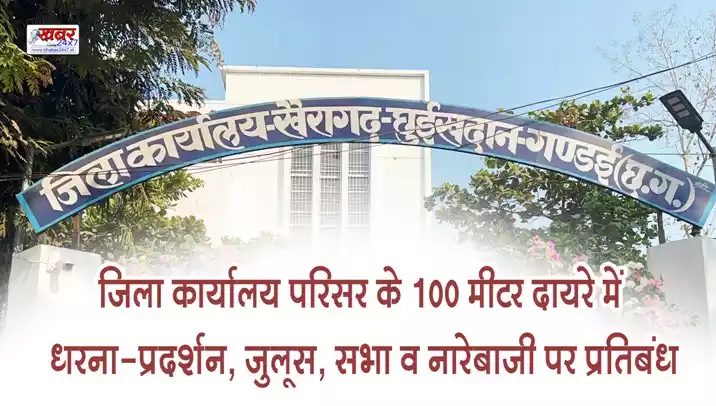 जिला कार्यालय परिसर के 100 मीटर दायरे में धरना-प्रदर्शन, जुलूस, सभा व नारेबाजी पर प्रतिबंध