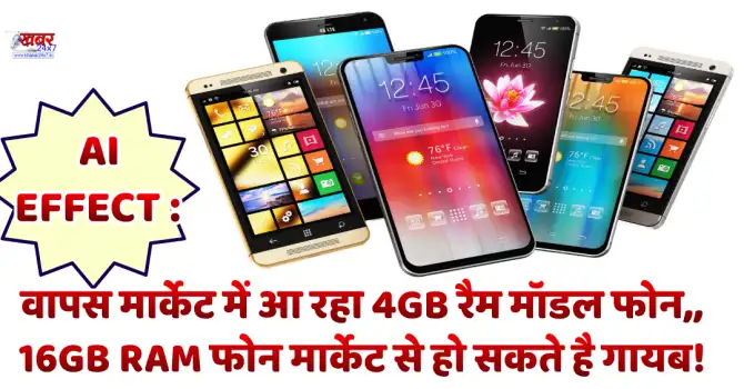 AI EFFECT : वापस मार्केट में आ रहा 4GB रैम मॉडल फोन,,16GB RAM फोन मार्केट से हो सकते है गायब!  AI EFFECT: 4GB RAM model phone coming back in the market, 16GB RAM phones may disappear from the market!