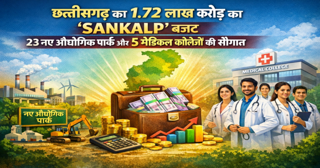 छत्तीसगढ़ का 1.72 लाख करोड़ का 'SANKALP' बजट, 23 नए औद्योगिक पार्क और 5 मेडिकल कॉलेजों की सौगात