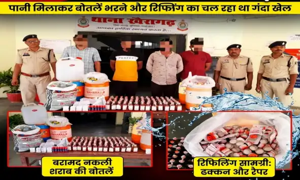 नकली शराब का बड़ा खेल: पानी मिलाकर हो रही थी बॉटलिंग-रिफिलिंग,