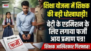 शिक्षक ने ही की शिक्षा योजना में धोखाधड़ी: फर्जी आय प्रमाण पत्र से बेटी का कराया एडमिशन, हुआ गिरफ्तार Teacher cheats in education scheme: Gets daughter admitted using fake income certificate, arrested