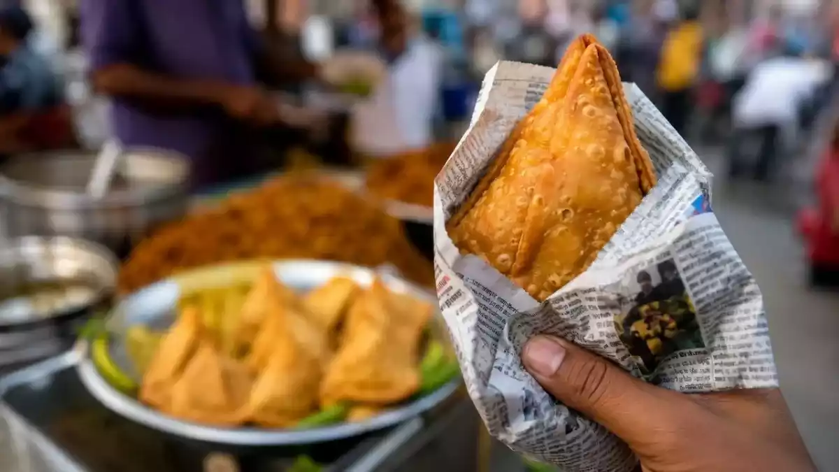 अखबार में लपेटकर दिया समोसे-कचौड़ी