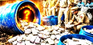 People were surprised to see a blue drum under the ground after digging. जमीन के नीचे नीला ड्रम..खुदाई के बाद देखकर लोग हुए हैरान..आखिर इतना..